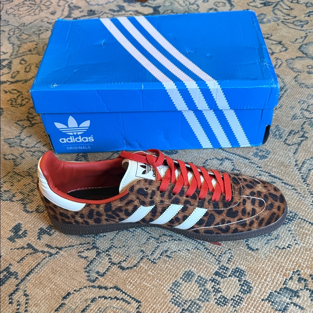 adidas Leopard Print Sneakers with Red and White Accents